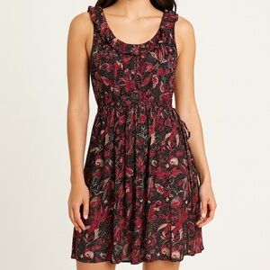 French Connection Womens Mini Dress 12 Dark‎ Romantic Floral Fairy Bloomcore